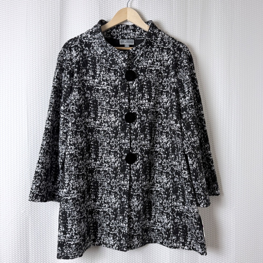 JM Collection Jacket Women XXL Black Cross Hatch Femme Twist Mock‎ Neck Career